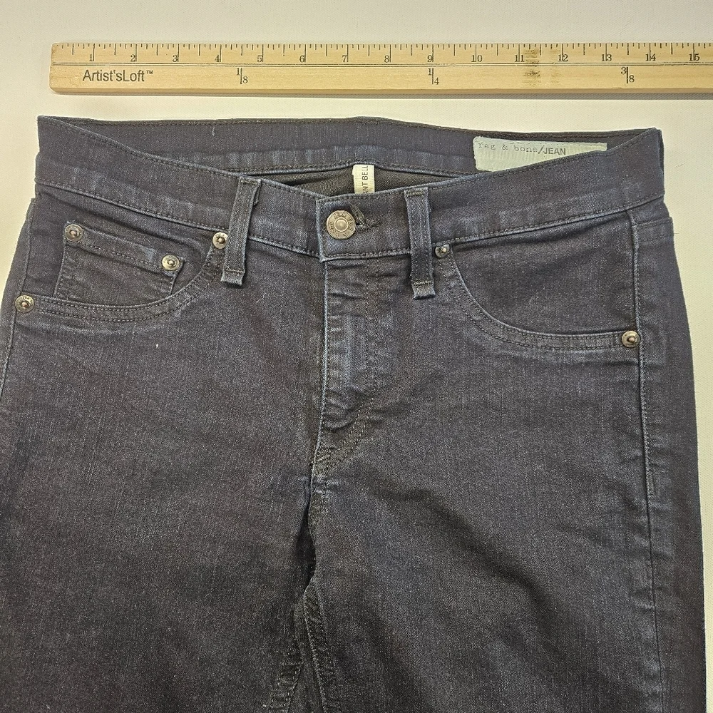 Rag & Bone Elephant Bell Flare Jeans Womens 27 Dark Blue Indigo Overdye Stretch - Picture 4 of 10